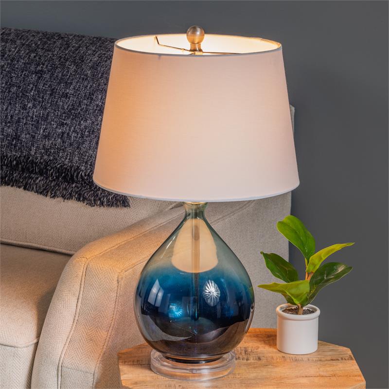 Tasia Blue Ombre Glass Table Lamp 15 X 15 X 25 5 Coastal Style EVABS2075