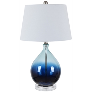 evolution by crestview collection tasia ombre glass table lamp in blue