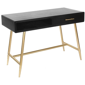 silas black and gold metal desk 47.5 x 20 x 30 contemporary style