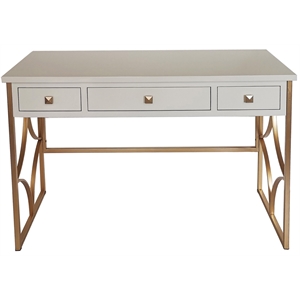 daphne white and gold metal desk 47.5 x 20 x 30 contemporary style