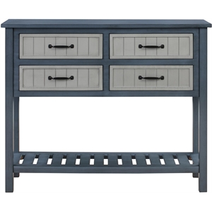 crestview collection alec four drawer wooden console table in blue