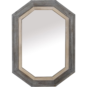 two toned wooden wall mirror glass gray