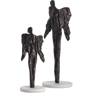gabrielle sculptural guardian angel statues set of 2 aluminum bronze