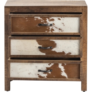 ft. worth brown cowhide 3 drawer chest made of brown wood