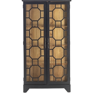 livingston 2 wood and glass door curio wood black