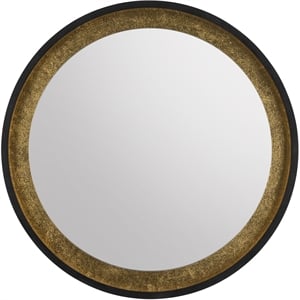 circular gold foil floating mirror glass brown