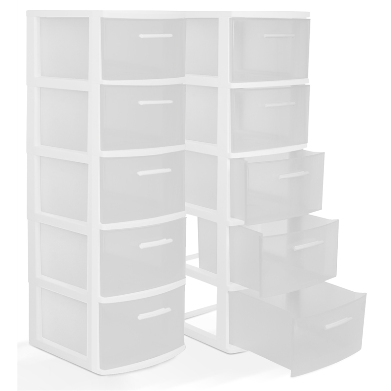 MQ Eclypse 5Drawer Plastic Storage Unit with Clear Drawers in White (2