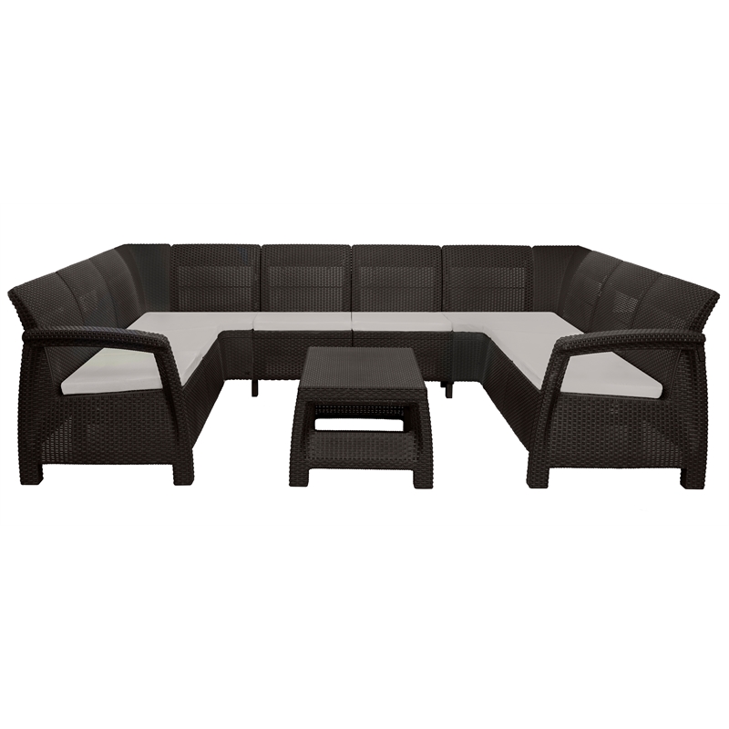MQ Ferrara Stay Outdoor Patio UShaped Sofa Set in Espresso Cymax