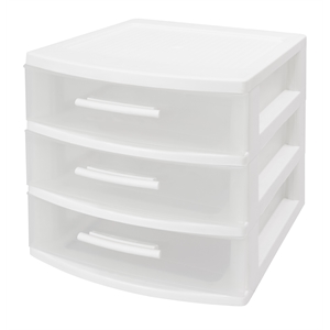 mq eclypse 3-drawer plastic storage unit in white