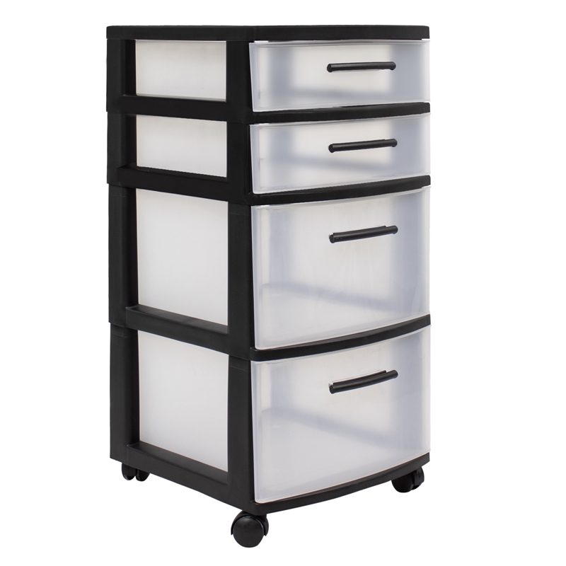 MQ Eclypse 4Drawer Rolling Storage Cart in Black Cymax Business