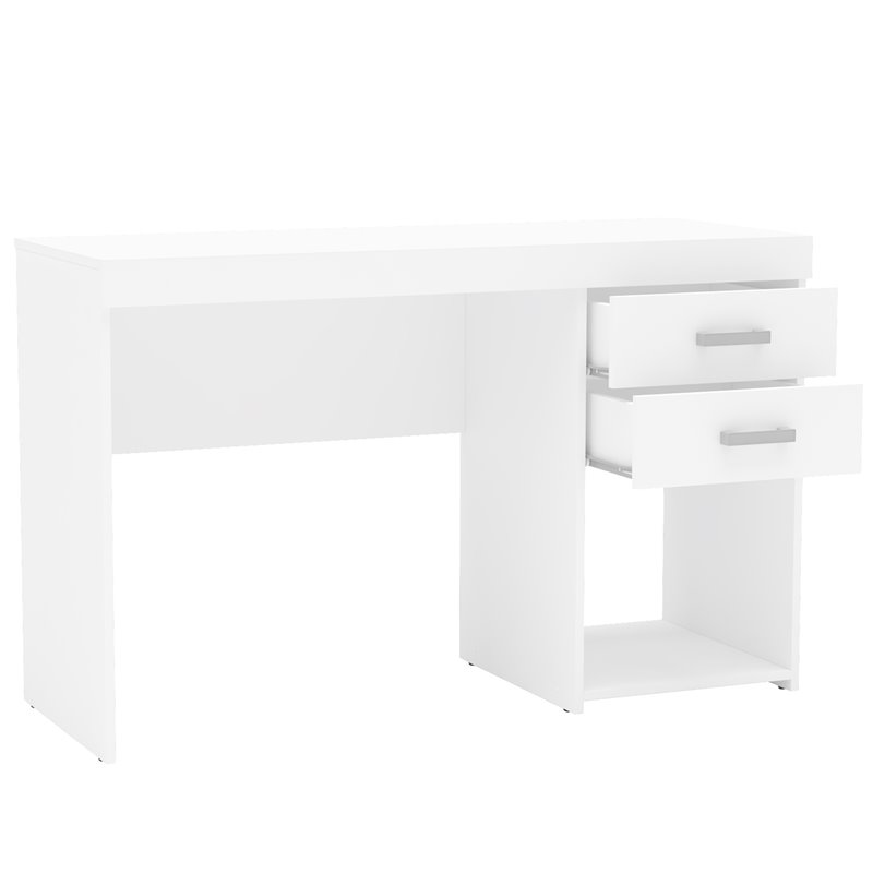 Polifurniture Malta Engineered Wood 2 Drawer Home Office Desk In White 120911710016