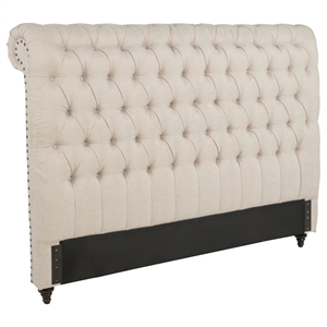Stonecroft Furniture Fallon Fabric King Button Tufted Headboard in Beige