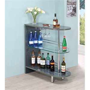 stonecroft furniture albee 2 shelf pub table in glossy gray and chrome