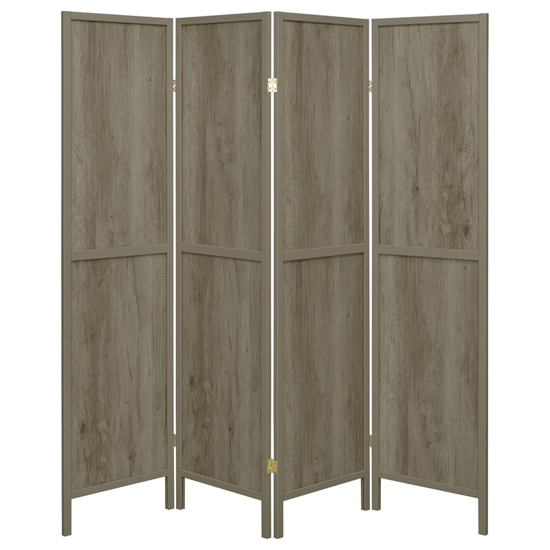 Stonecroft Furniture Madison 4 Panel Room Divider in Driftwood Gray