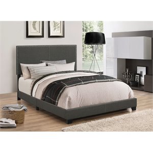 Stonecroft Furniture Cole Full Upholstered with Nailhead Trim Bed in Charcoal