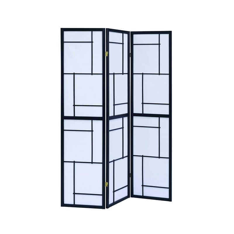 Stonecroft Park 3 Panel Folding Screen Room Divider in Black and White