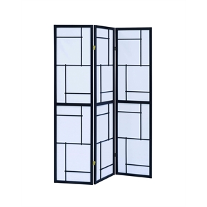 Stonecroft Park 3 Panel Folding Screen Room Divider in Black and White