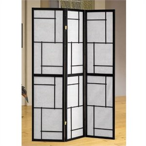 stonecroft park 3 panel folding screen room divider in black and white