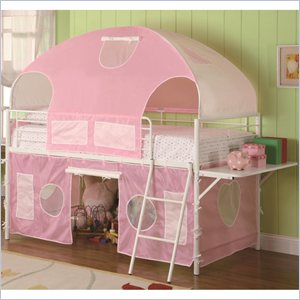 stonecroft simons tent loft bed in pink and white