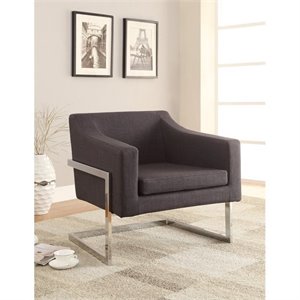 stonecroft montgomery contemporary upholstered accent chair in gray and chrome
