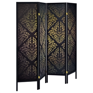 Stonecroft Hayes 4 Panel Folding Screen in Black and Gold
