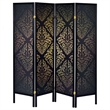 Stonecroft Hayes 4 Panel Folding Screen in Black and Gold