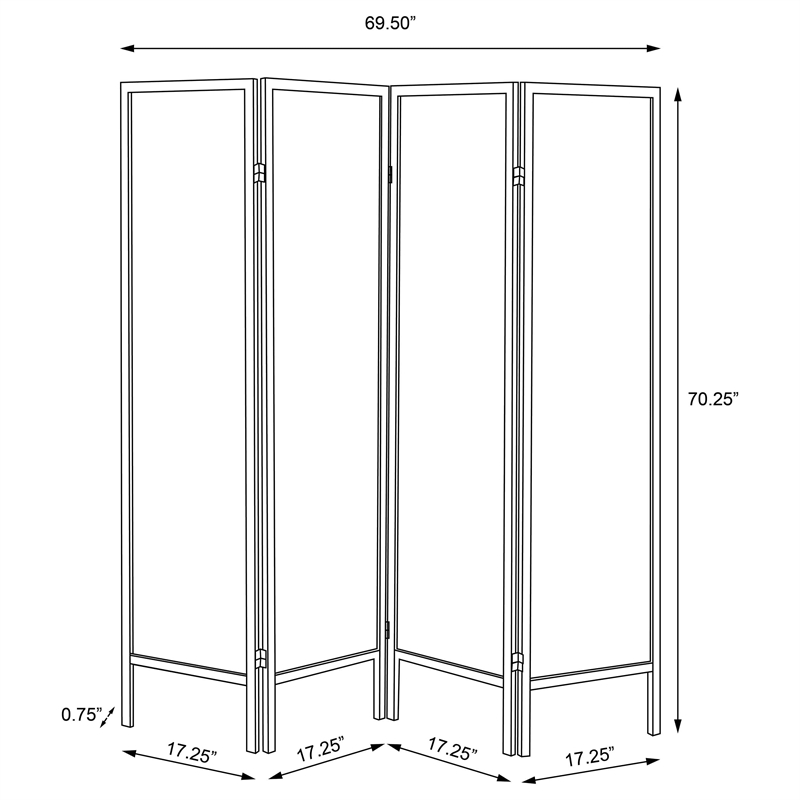 Stonecroft Hayes 4 Panel Folding Screen in Black and Gold