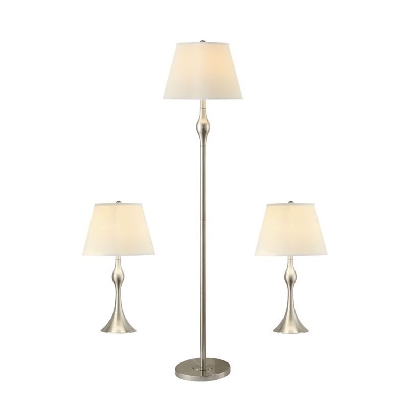 Stonecroft Harrison 3 Piece Elegant Lamp Set in Nickel