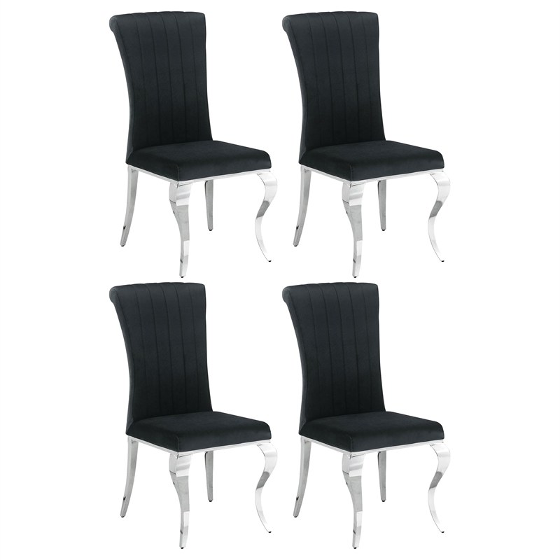 Stonecroft Birch Upholstered Dining Side Chair in Black and Chrome