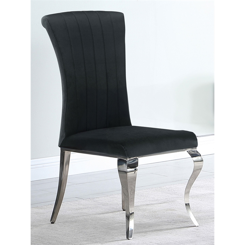 Stonecroft Birch Upholstered Dining Side Chair in Black and Chrome