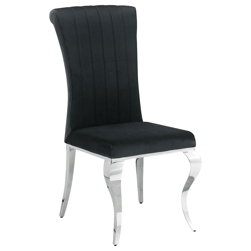 Stonecroft Birch Upholstered Dining Side Chair in Black and Chrome