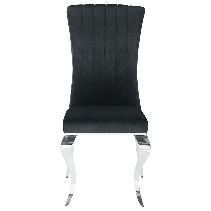 Stonecroft Birch Upholstered Dining Side Chair in Black and Chrome