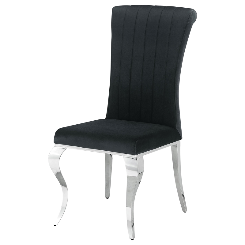 Stonecroft Birch Upholstered Dining Side Chair in Black and Chrome