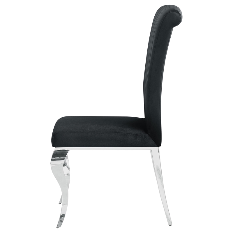 Stonecroft Birch Upholstered Dining Side Chair in Black and Chrome
