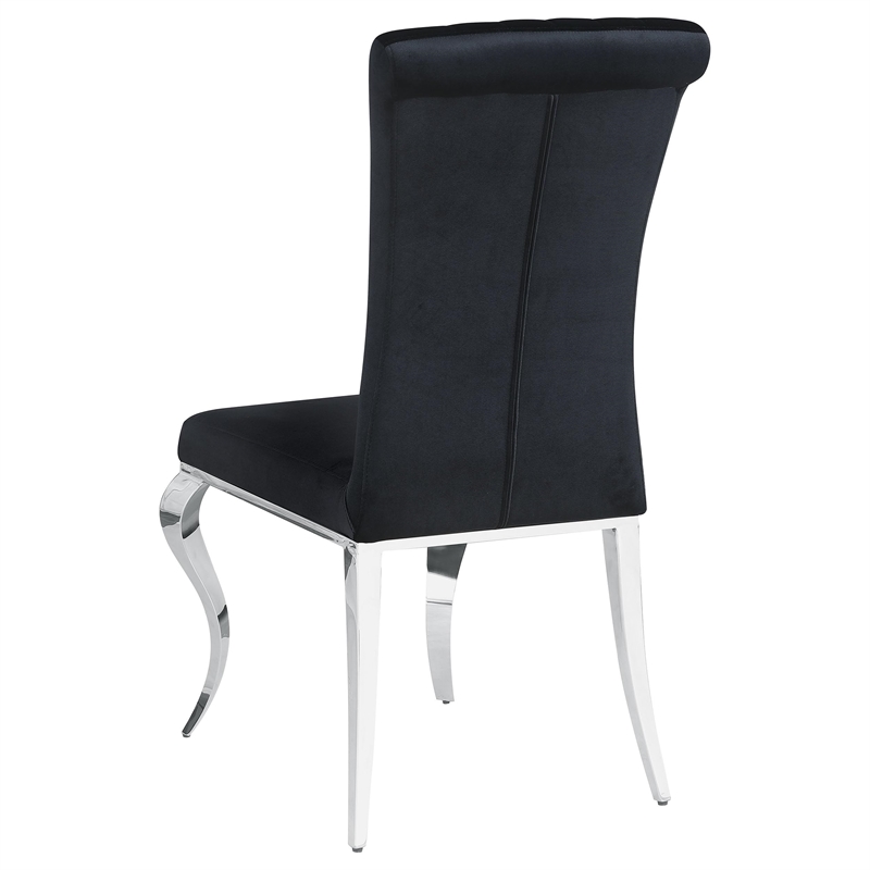 Stonecroft Birch Upholstered Dining Side Chair in Black and Chrome