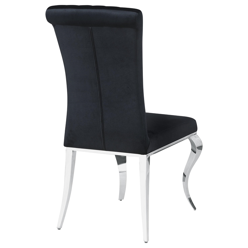 Stonecroft Birch Upholstered Dining Side Chair in Black and Chrome