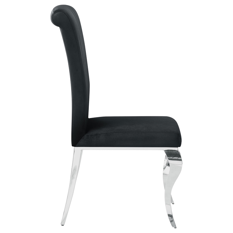 Stonecroft Birch Upholstered Dining Side Chair in Black and Chrome