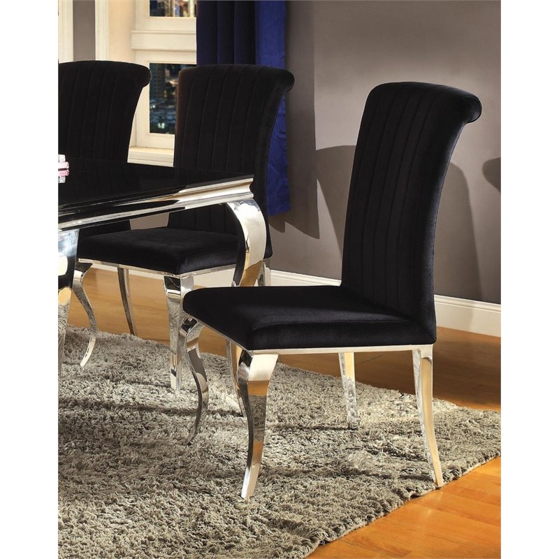 Stonecroft Birch Upholstered Dining Side Chair in Black and Chrome SF