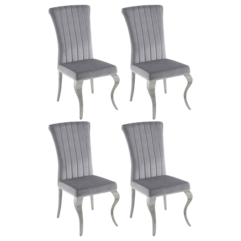 Stonecroft Bernal Upholstered Dining Side Chair in Gray and Chrome