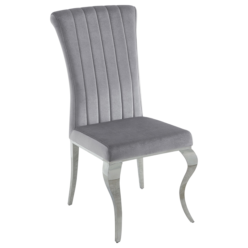 Stonecroft Bernal Upholstered Dining Side Chair in Gray and Chrome