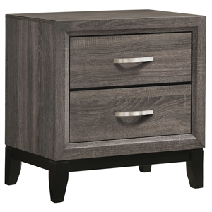 Stonecroft Columbus 2 Drawer Nightstand in Gray Oak and Black