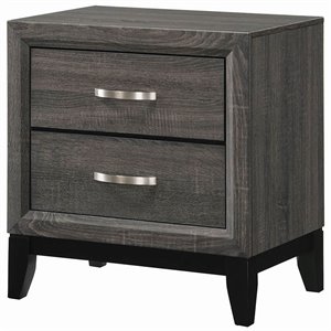 stonecroft columbus 2 drawer nightstand in gray oak and black