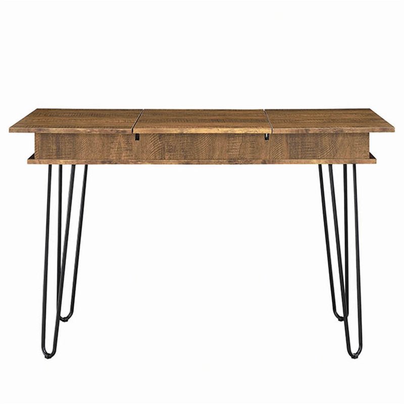 Stonecroft Cabrini Storage Writing Desk in Rustic Amber and Black