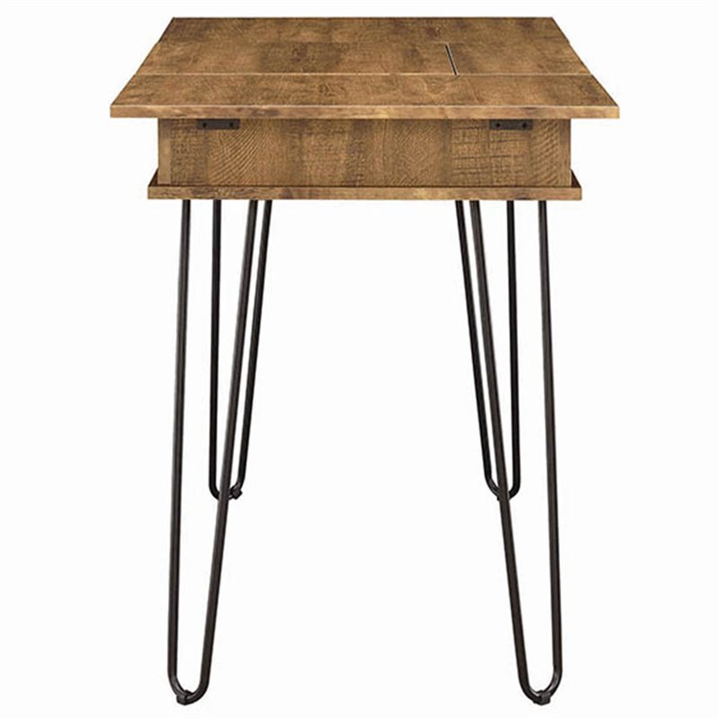 Stonecroft Cabrini Storage Writing Desk in Rustic Amber and Black