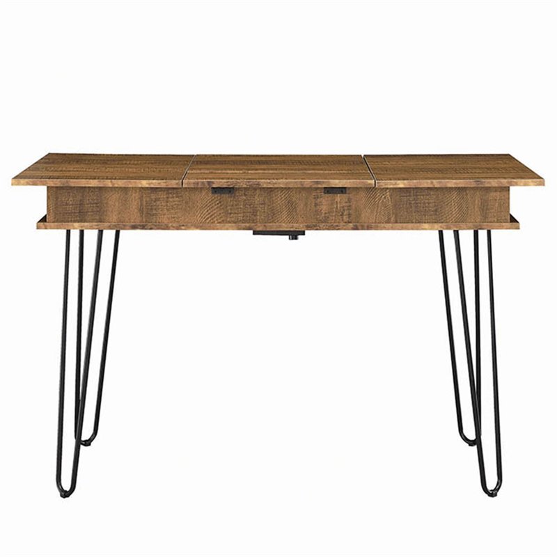 Stonecroft Cabrini Storage Writing Desk in Rustic Amber and Black