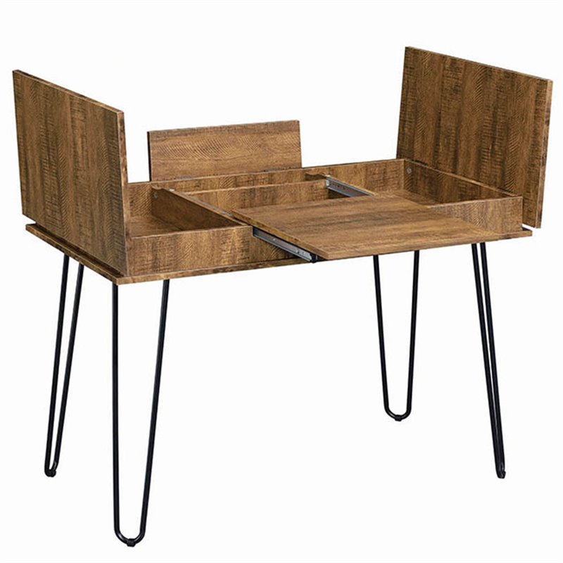 Stonecroft Cabrini Storage Writing Desk in Rustic Amber and Black