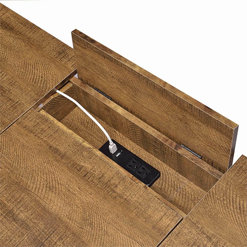 Stonecroft Cabrini Storage Writing Desk in Rustic Amber and Black