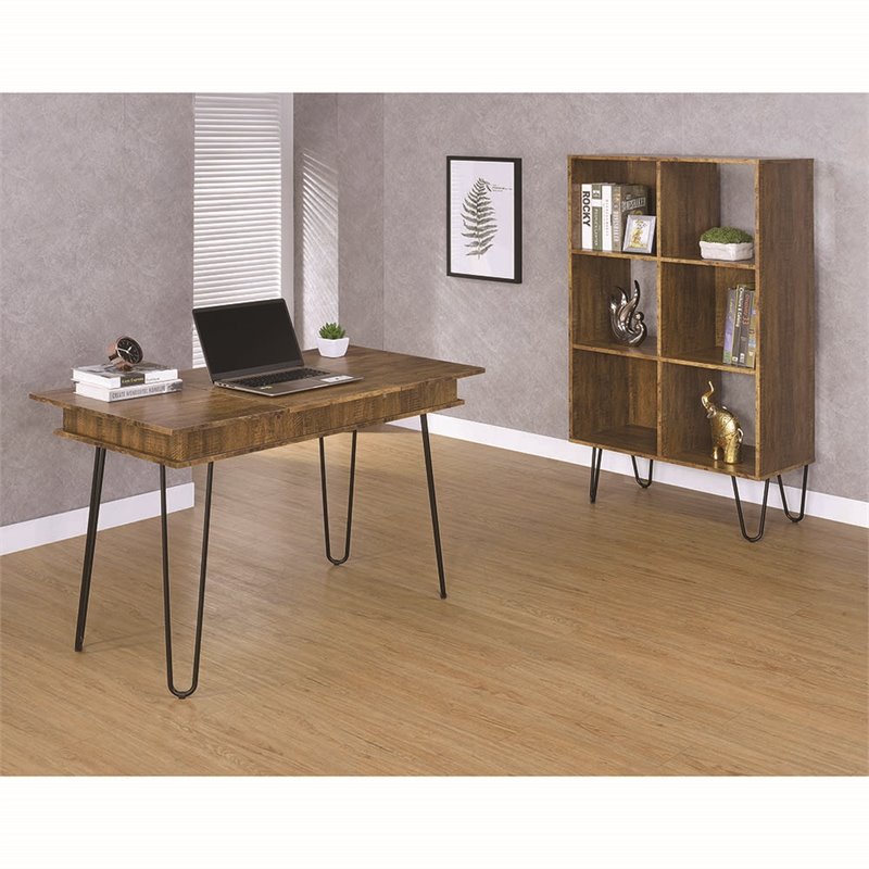 Stonecroft Cabrini Storage Writing Desk in Rustic Amber and Black