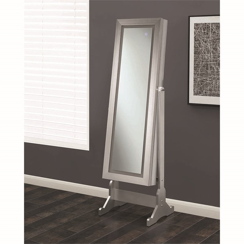 Stonecroft Willow Jewelry Armoire Cheval Mirror in Silver