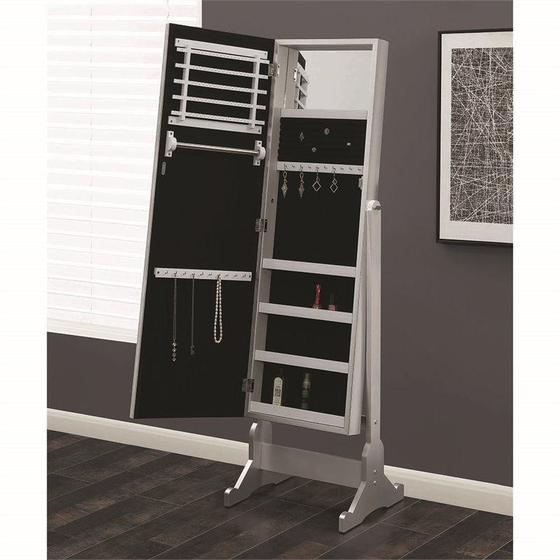 Stonecroft Willow Jewelry Armoire Cheval Mirror in Silver Cymax Business